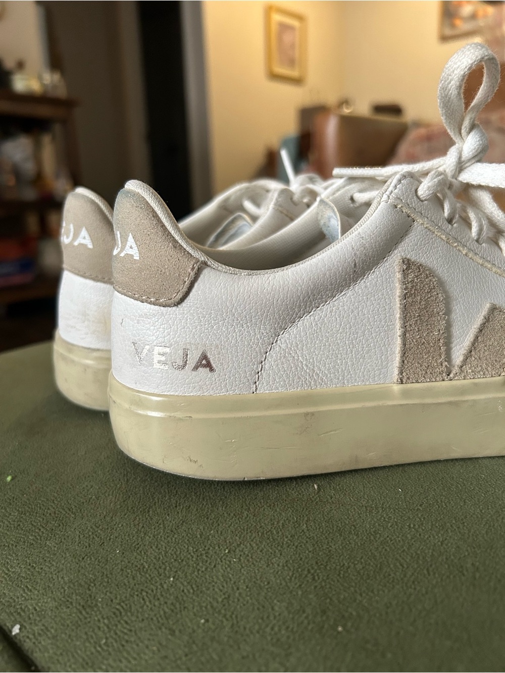 Veja Campo Almond Shoes Womens Size 6 White Leather Sneakers - Picture 6 of 10
